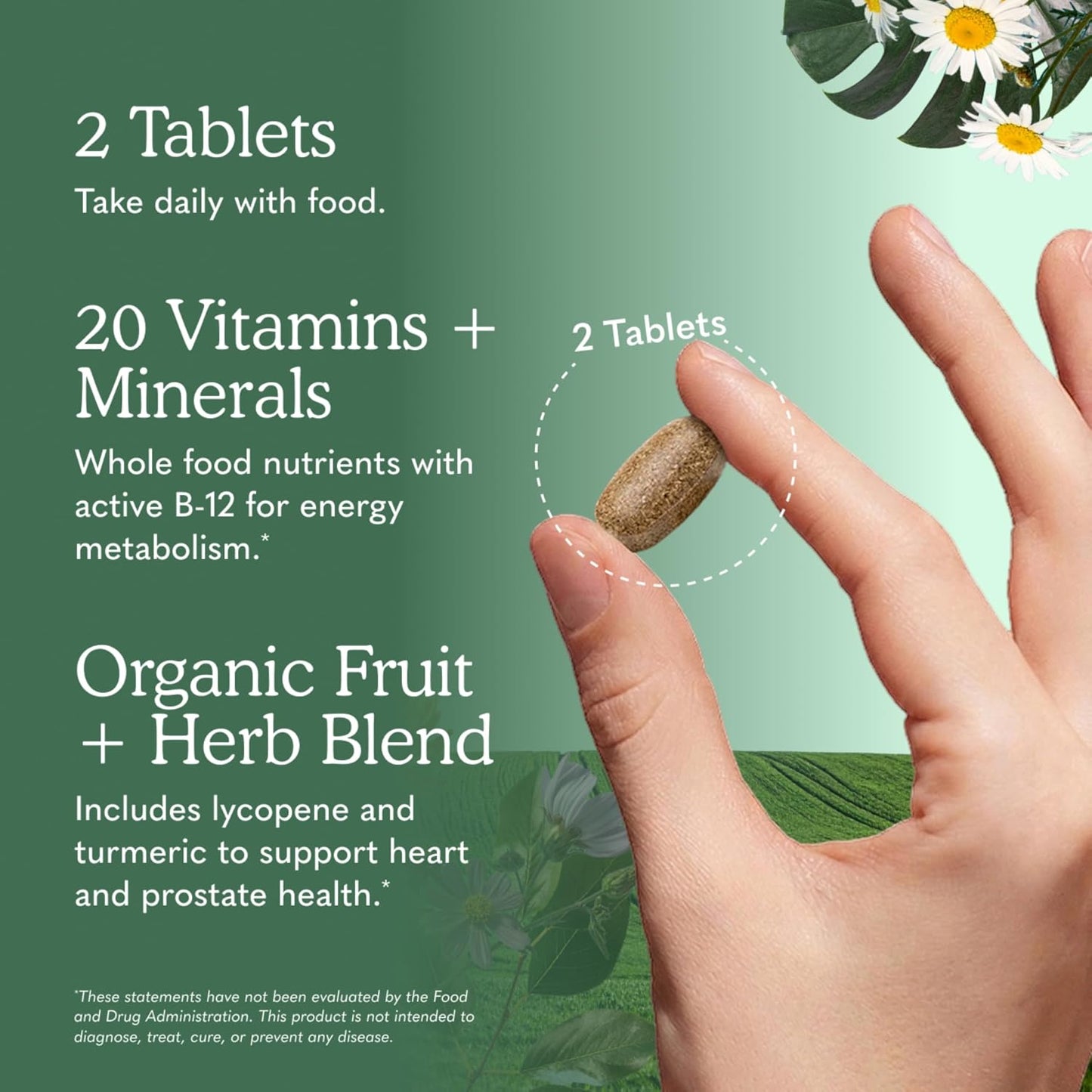 Garden of Life Organics Men's 40+ Whole Food Multivitamin – Organic with Men's Health Support & B12 – 120 Vegan Tablets - görsel 5