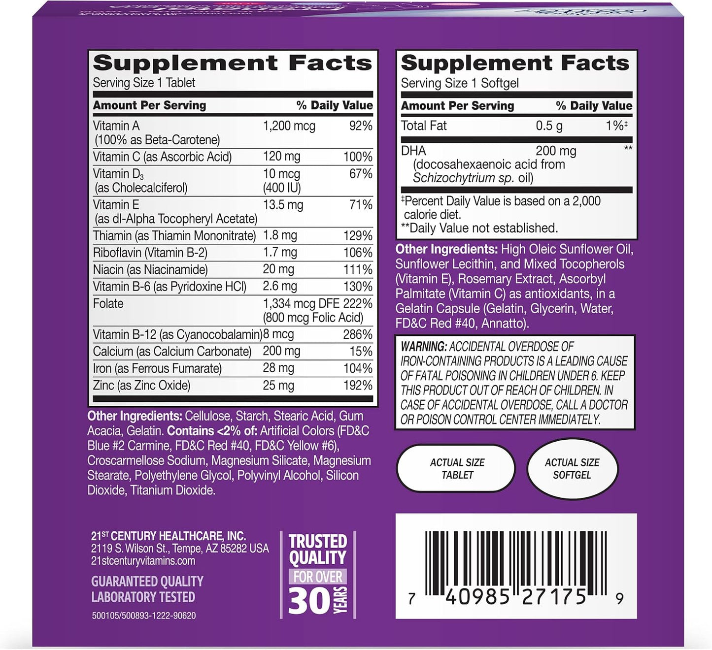 21st Century Antenatal with DHA - 120 Tablets & Softgels - görsel 3