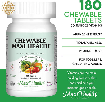 Maxi Health Chewable Multivitamin with Iron – Cherry Flavoured, 180 Tablets