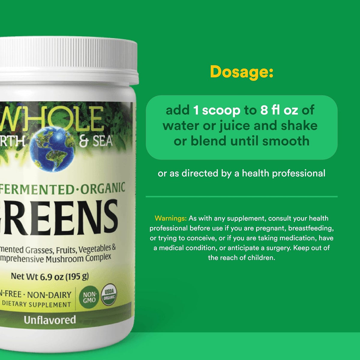 Natural Factors Organic Greens - Antioxidant Support Food Supplement - Unflavoured, 196 g - görsel 3