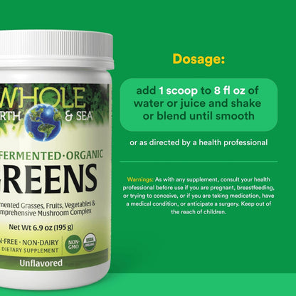 Natural Factors Organic Greens - Antioxidant Support Food Supplement - Unflavoured, 196 g