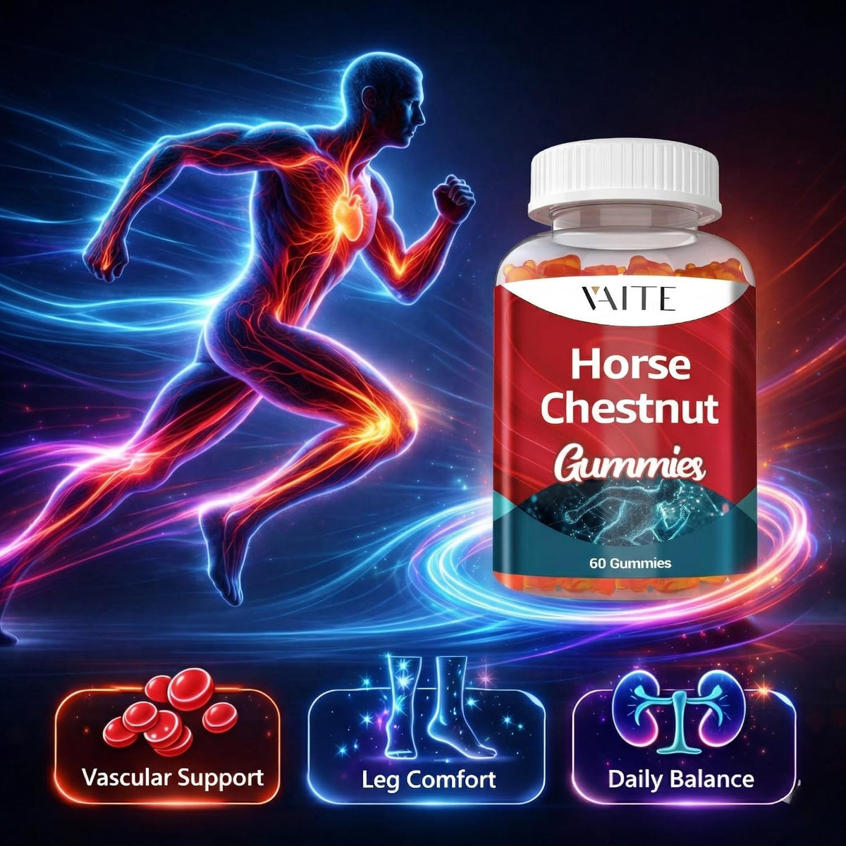 VAITE Horse Chestnut Extract Gummies - Vein & Leg Support - görsel 2