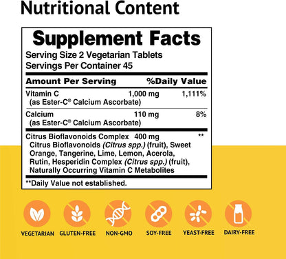 American Health Ester-C 500 with Citrus Bioflavonoids, 90 Caplets