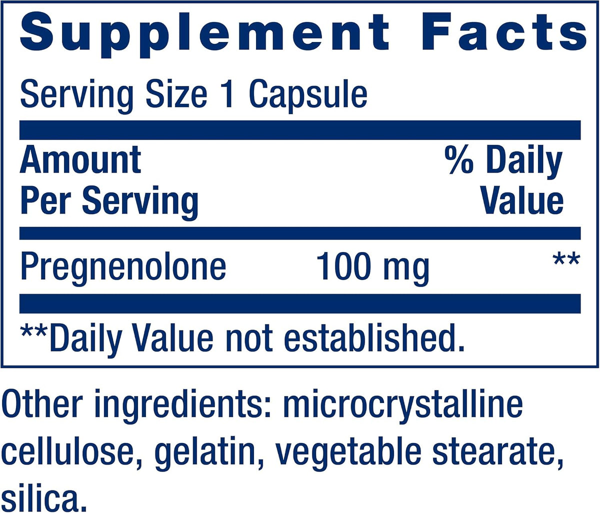 Life Extension Pregnenolone 100 mg – Hormone Balance, Memory & Cognitive Support – 100 Capsules - görsel 3
