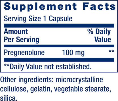 Life Extension Pregnenolone 100 mg – Hormone Balance, Memory & Cognitive Support – 100 Capsules