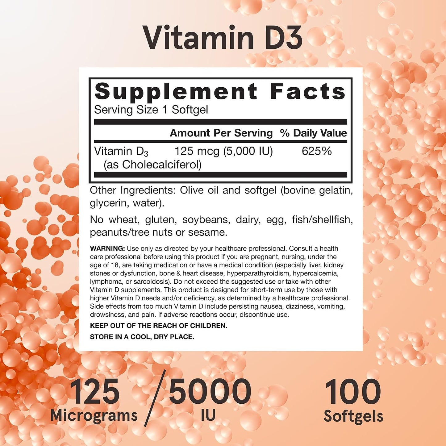 Jarrow Formulae Vitamin D3 125 mcg (5000 IU) Softgels – 100 Softgels - görsel 6