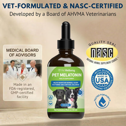 Pet Wellbeing Pet Melatonin for Dogs – Veterinary-Formulated Sleep Support, 118 ml