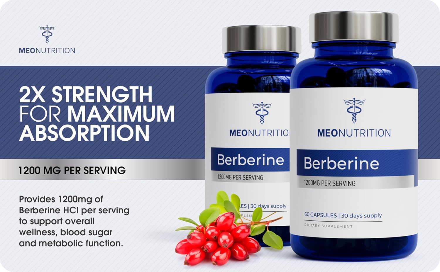 Berberine Supplement 1200mg HCl – 60 Capsules - görsel 4