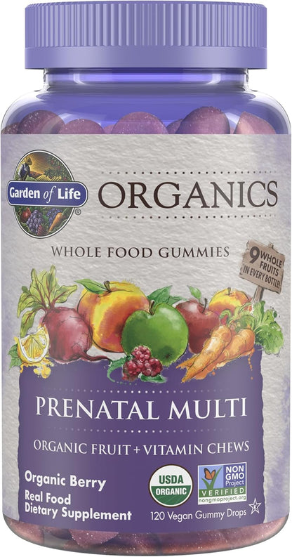 Garden of Life Organics Prenatal Gummies – Berry Flavour, 30-Day Supply