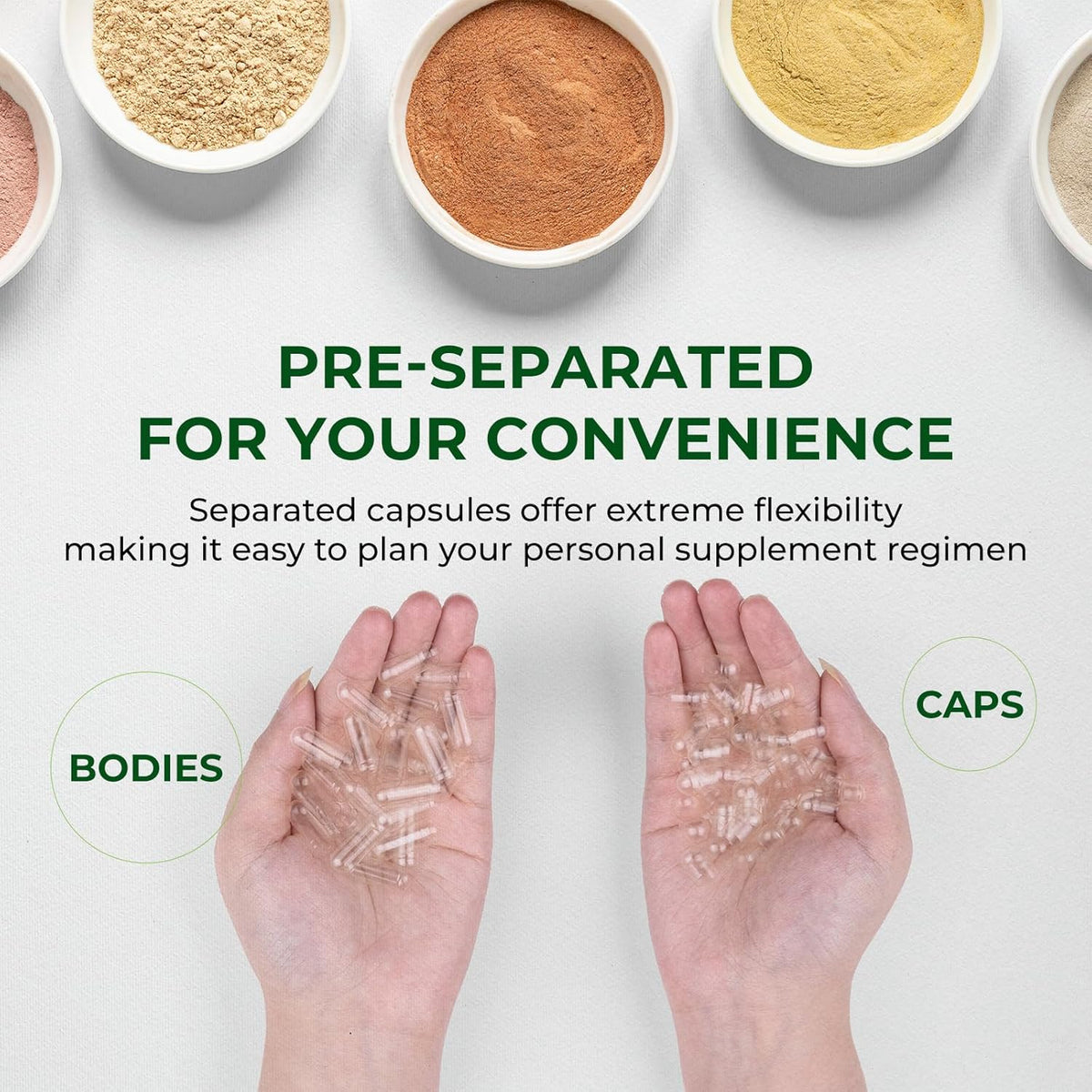 Empty Capsules Size 00 Separated Vegan – Plant Based HPMC (1000 Capsules + 1000 Bodies) - görsel 4