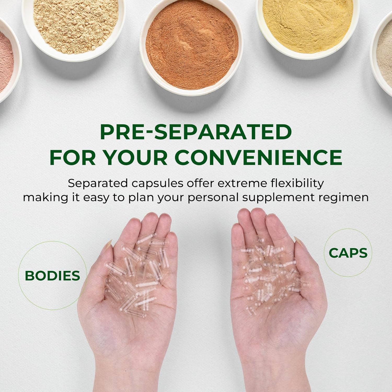 Empty Capsules Size 00 Separated Vegan – Plant Based HPMC (1000 Capsules + 1000 Bodies) - görsel 4