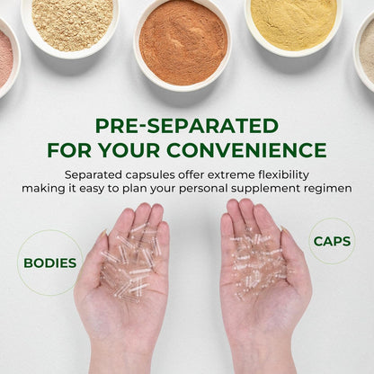 Empty Capsules Size 00 Separated Vegan – Plant Based HPMC (1000 Capsules + 1000 Bodies)