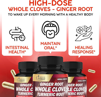 Cadane 5in1 Whole Cloves Herbal Blend – Digestive & Immune Support – Non-GMO, Vegan – 90 Capsules