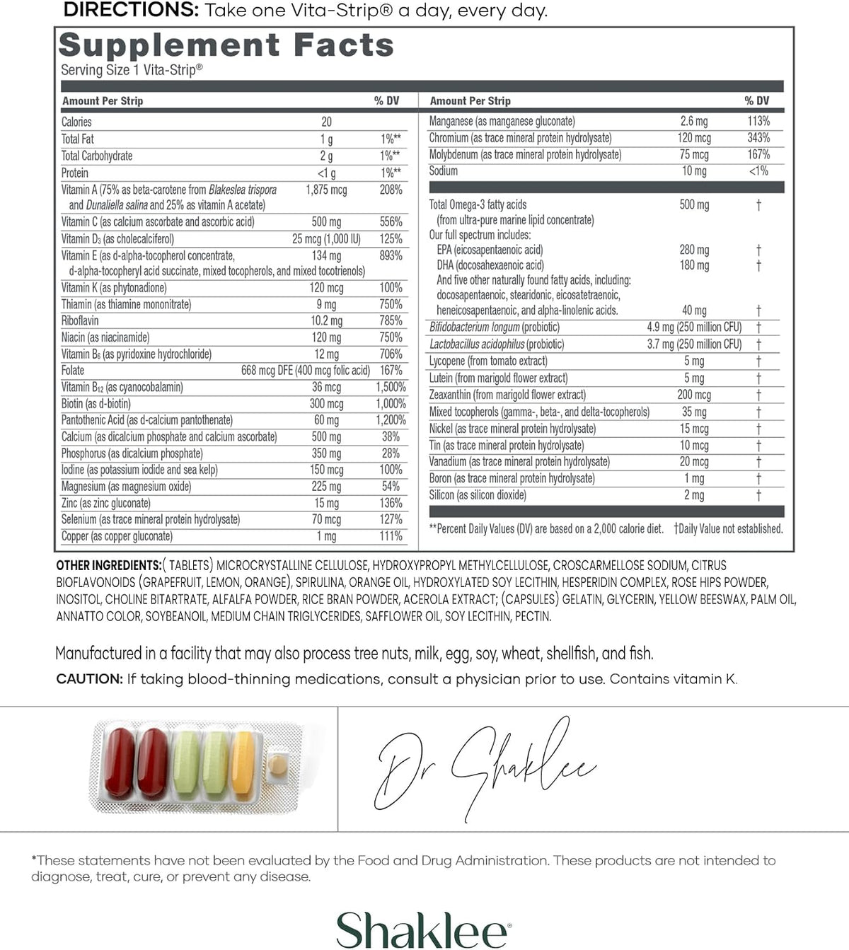 Shaklee Vitalizer Men - Advanced Nutrition Vita-Strips with Vitamins, Minerals, Omega-3s, Probiotics - 30 Strips - görsel 3
