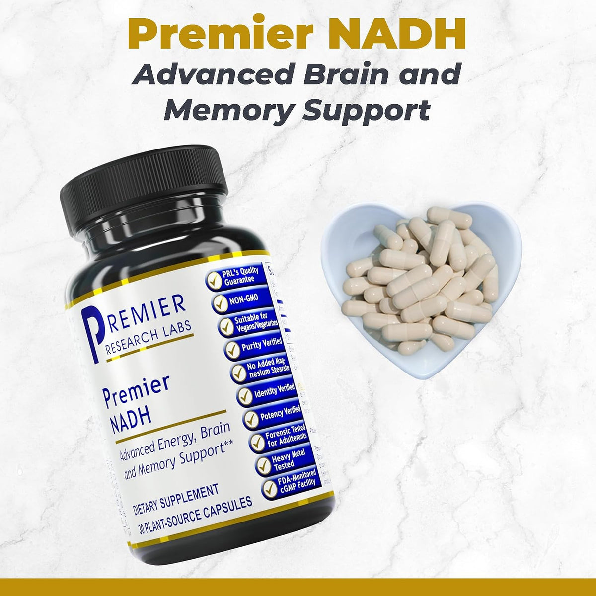 Premier Research Labs NADH - Nicotinamide Adenine Dinucleotide Food Supplement, 10 mg, 30 Vegetarian Capsules - görsel 2