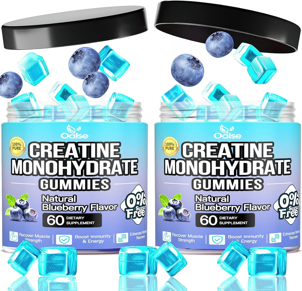 OALSE Creatine Monohydrate Gummies 5000mg with Vitamin B12 - Sugar Free, Vegan (Blueberry, 120 Count) - görsel 2