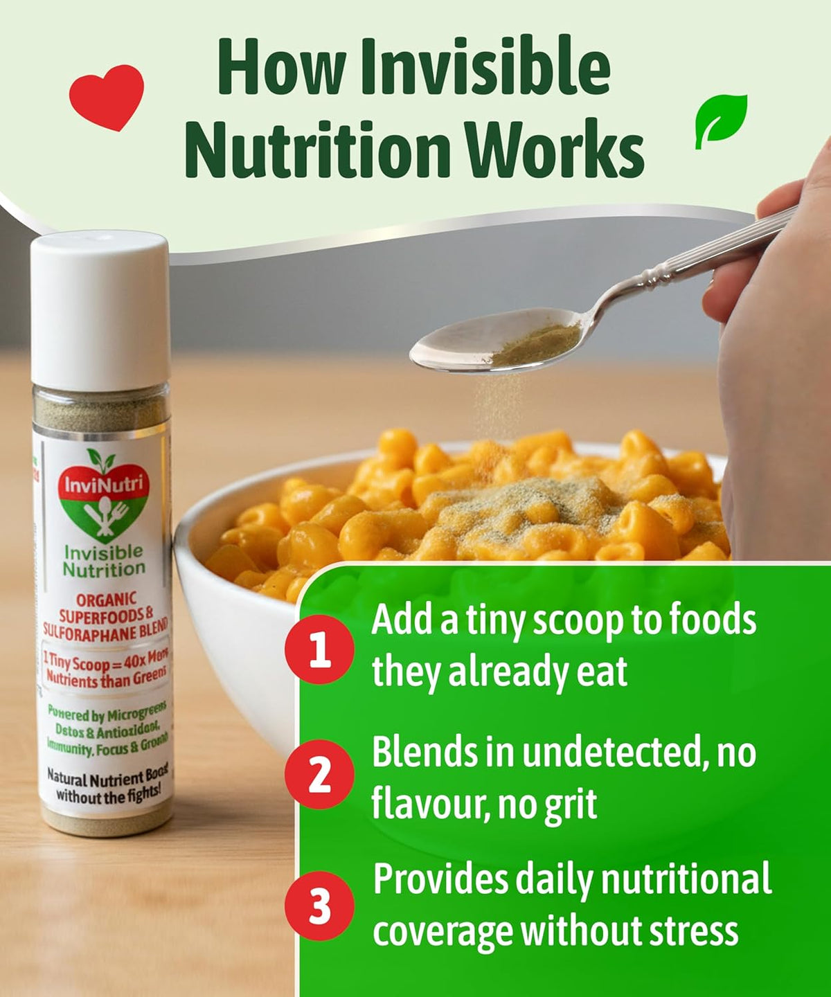 InviNutri Superfood Powder for Sensory & Picky Eaters (30 Servings) - görsel 4