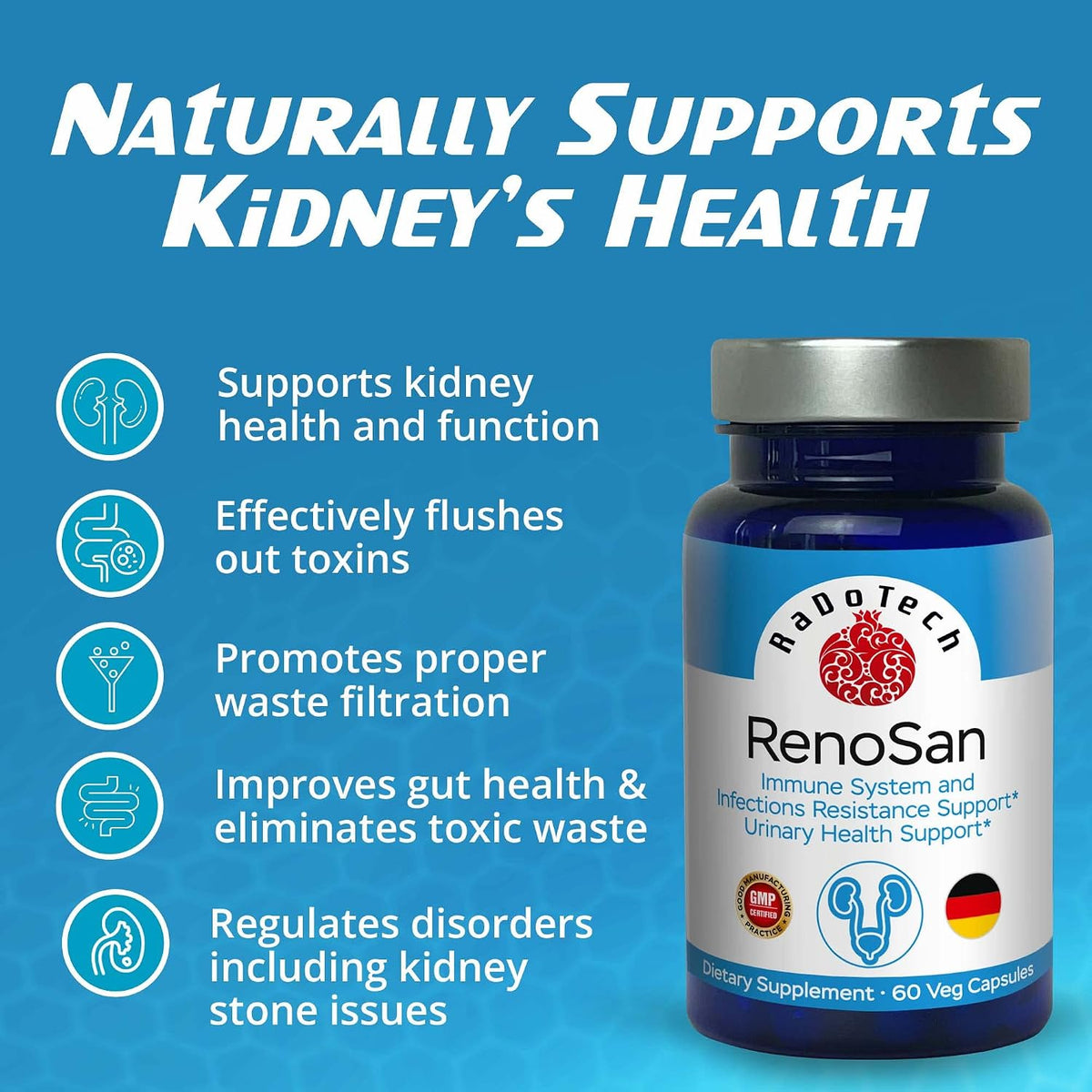 RenoSan Urinary Tract Health Supplement with Olive Leaf Extract, 60 Veg Capsules - görsel 6