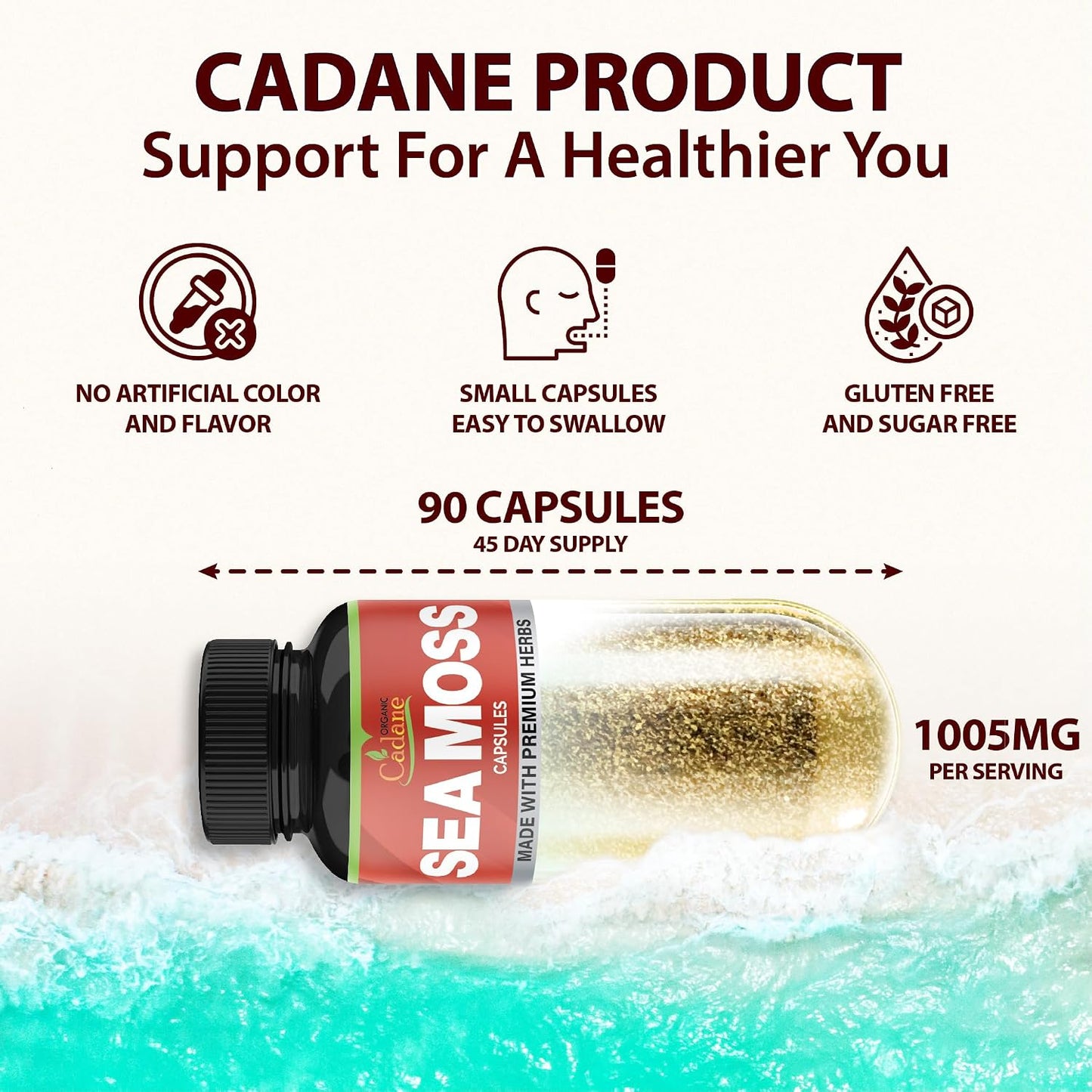Organic Cadane Irish Sea Moss Extract Capsules – Contributes to Normal Immune Function & General Health – 90 Capsules - görsel 2