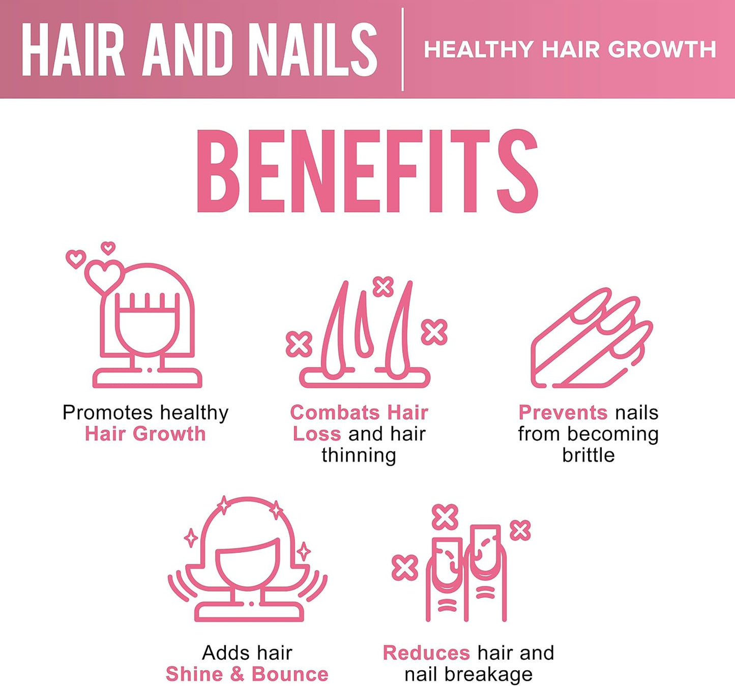 OPTML Hair and Nail Vitamins for Growth and Thickness, with Biotin, 60 Capsules - görsel 2