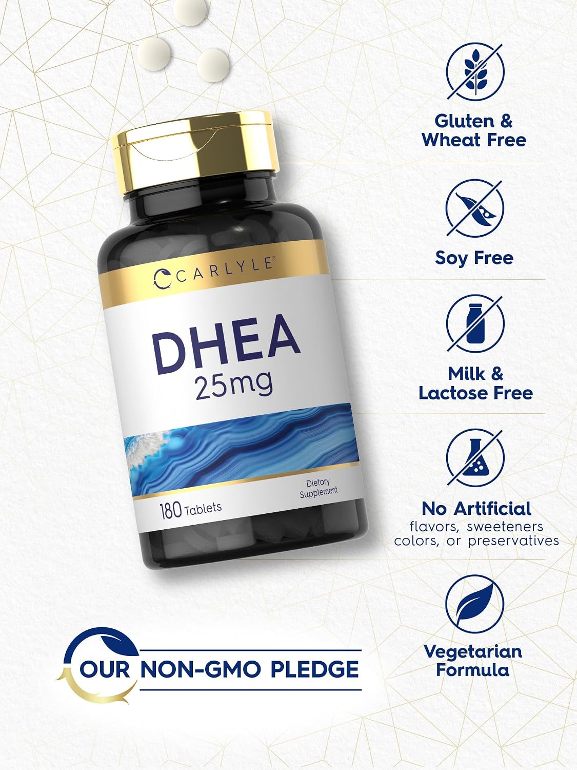 Carlyle DHEA 25 mg Supplement – 180 Vegetarian Tablets, Non-GM & Gluten-Free - görsel 5