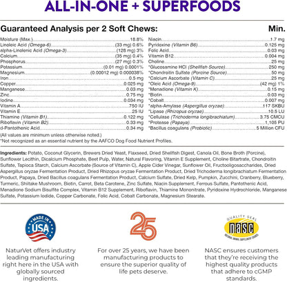 NaturVet Evolutions All-in-One + Superfoods Soft Chews for Dogs (180 Count)