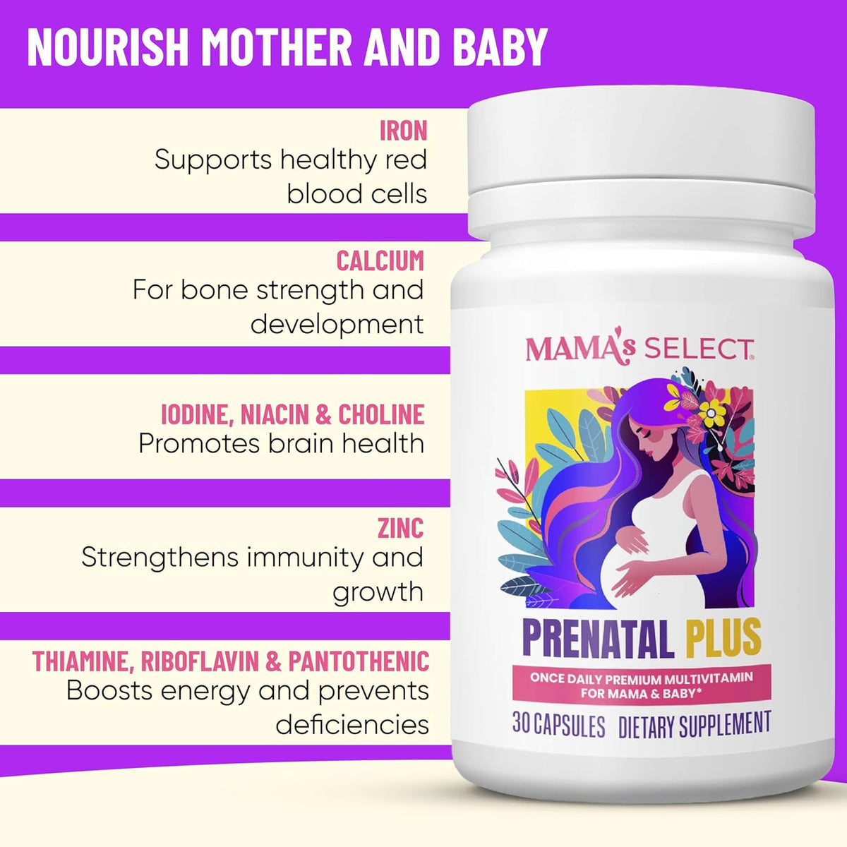 Mama's Select Prenatal Vitamins for Women – Allergen-Free, MTHFR Friendly, Methylated Folate & B Vitamins, Easy to Digest, Supports Maternal & Foetal Health, Once Daily, Vegan, No Biotin - görsel 5