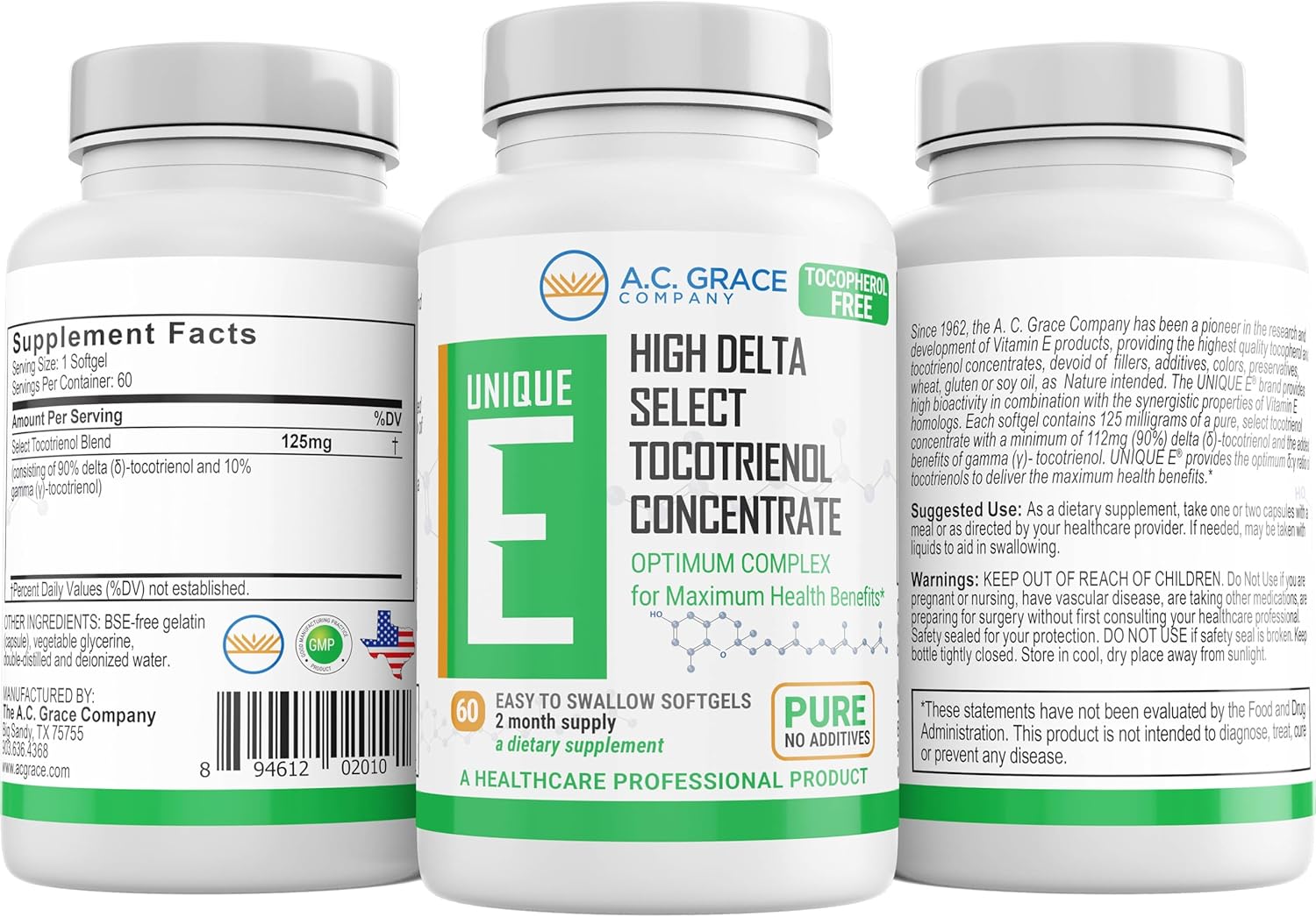 Unique E Tocotrienols - Tocopherol Free Softgels, 60 Capsules - görsel 2