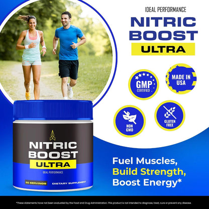 Nitric Boost Ultra Powder – Maximum Strength Nitric Oxide Booster with BCAA (2 Pack)