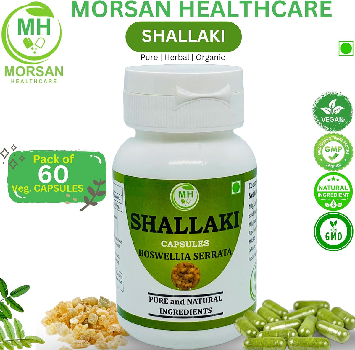 Morsan's Shallaki (Boswellia serrata) Capsules – 500 mg, 120 Capsules (Pack of 2) - görsel 6