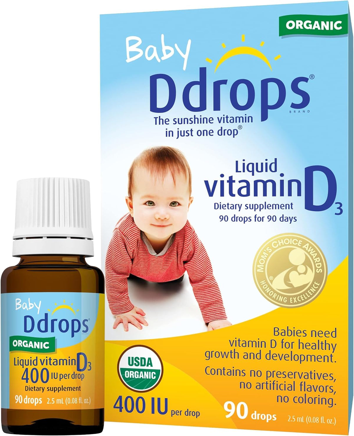 Ddrops 400 IU Vitamin D3 Drops for Infants, 2.4 ml (Pack of 2) - görsel 1