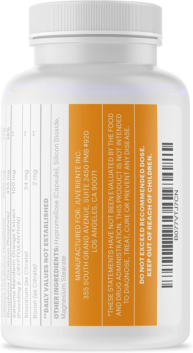 Juveriente Bone Strength Complex - Japanese Traditional Fruit Extract with Vitamin C, D3, K2, Calcium, Phosphorus, Strontium, Boron - 90 Capsules - görsel 3
