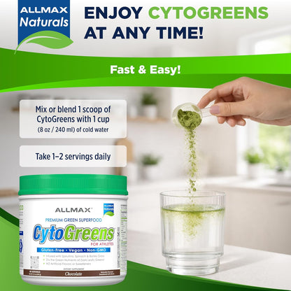 ALLMAX CytoGreens Super Greens Powder, Acai Berry Green Tea, 30 Servings