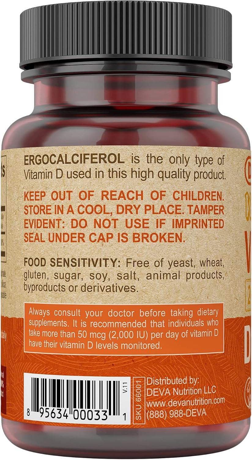 DEVA Vegan Vitamin D2 2400 IU, 180 Vegan Tablets - görsel 4