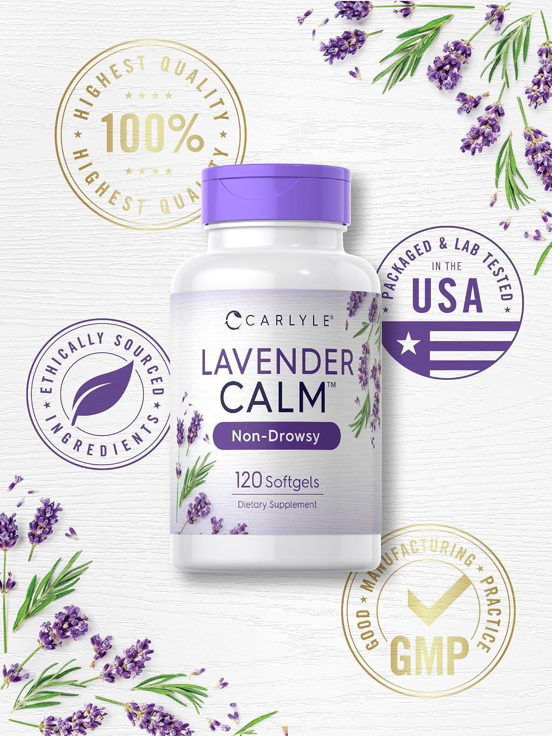 Carlyle Lavender Softgels 80 mg, 120 Capsules - Calm & Non-Drowsy Formula - görsel 5