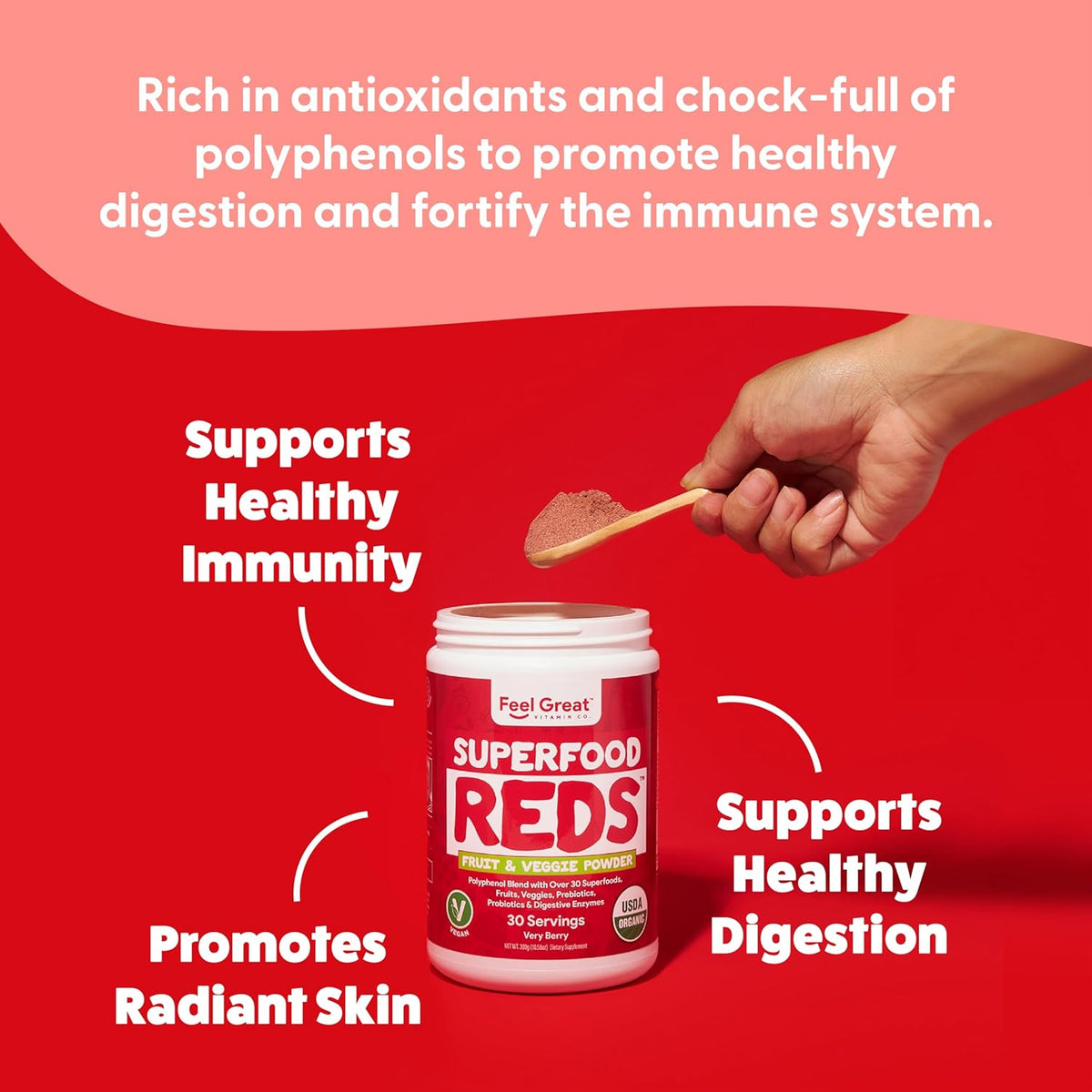 Feel Great Organic Superfood Reds Powder - görsel 4