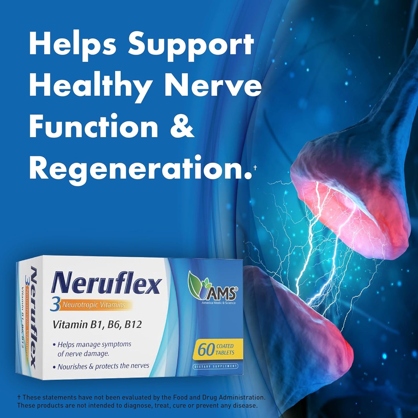 America Medic & Science NeruFlex – Nerve Support Supplement with B-Vitamins, 60 Tablets - görsel 4