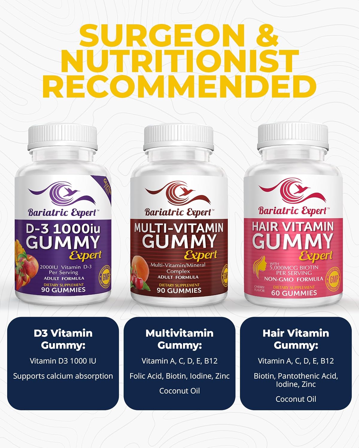 Bariatric Multivitamin 3 Pack – Multivitamin Gummy, Vitamin D3 Gummy, Hair Vitamin Gummy - görsel 4