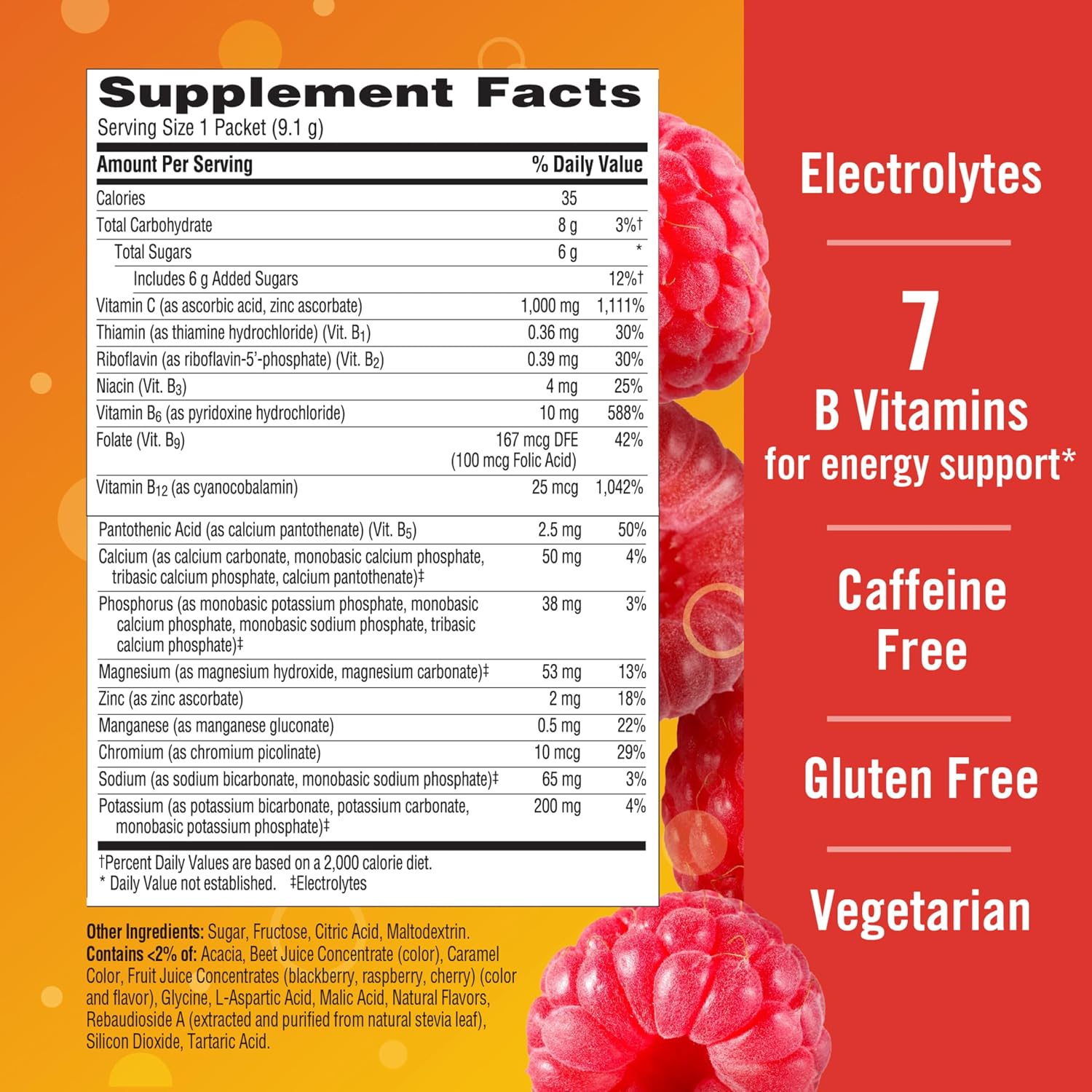 Emergen-C 1000mg Vitamin C Immune Support Powder, Raspberry Flavour, 30 Sachets - görsel 7