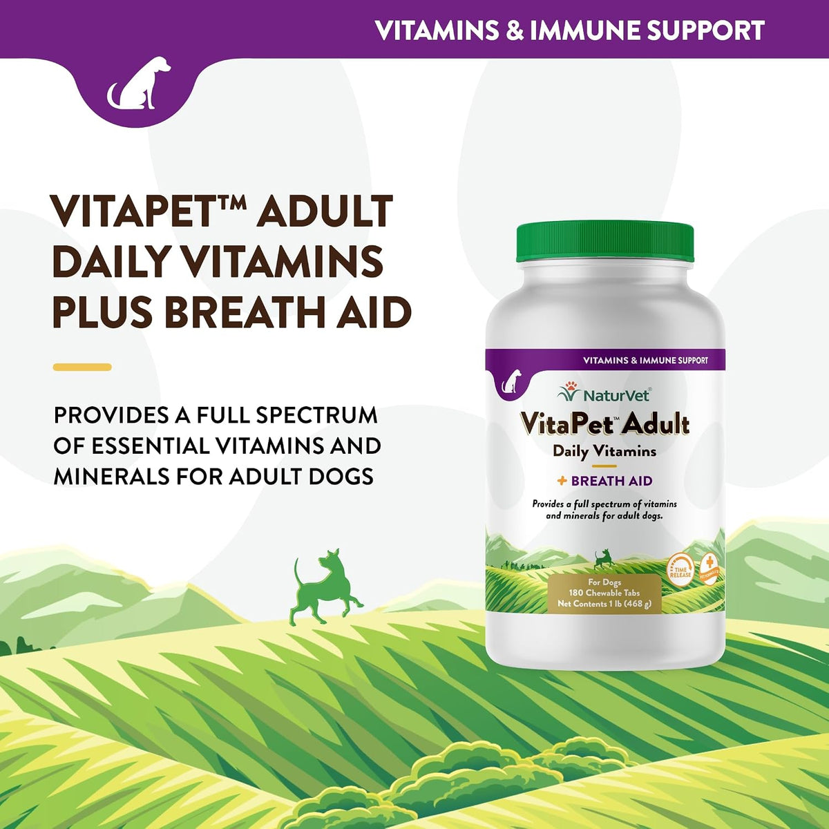 NaturVet VitaPet Adult Daily Vitamins for Dogs with Breath Aid – 180 Tablets - görsel 3