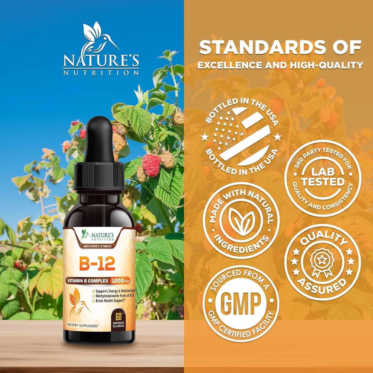 Vitamin B12 Drops - Extra Strength Methylcobalamin Super B Complex - Sublingual Liquid for Energy, Nervous System & Metabolism Support - Raspberry Flavoured - 60 ml - görsel 4