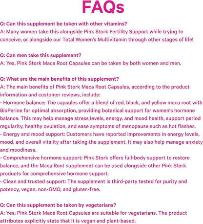 Pink Stork Maca Root Capsules for Women – Organic Maca with BioPerine for Hormonal Wellbeing & Energy
