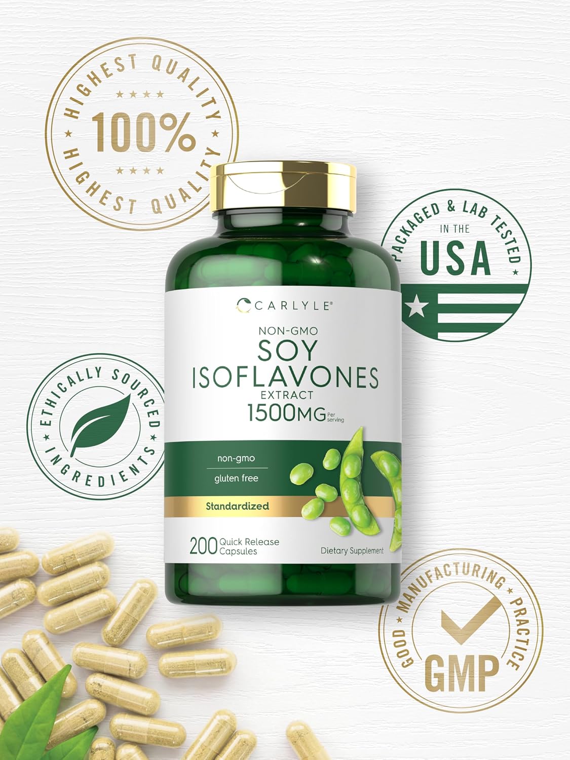 Carlyle Soya Isoflavones for Women and Men | 200 Capsules | Non-GMO, Gluten-free Extract Supplement - görsel 6