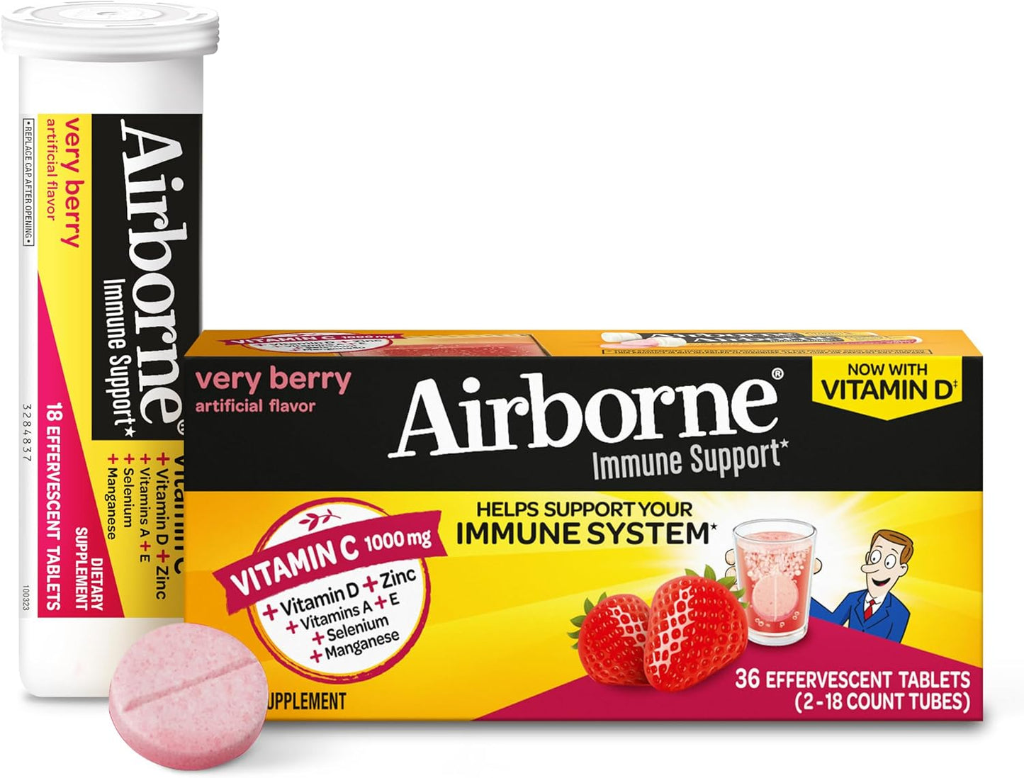 Airborne Zesty Orange Effervescent Tablets Vitamin C 1000mg x 36 Tablets (Pack of 2) - görsel 7