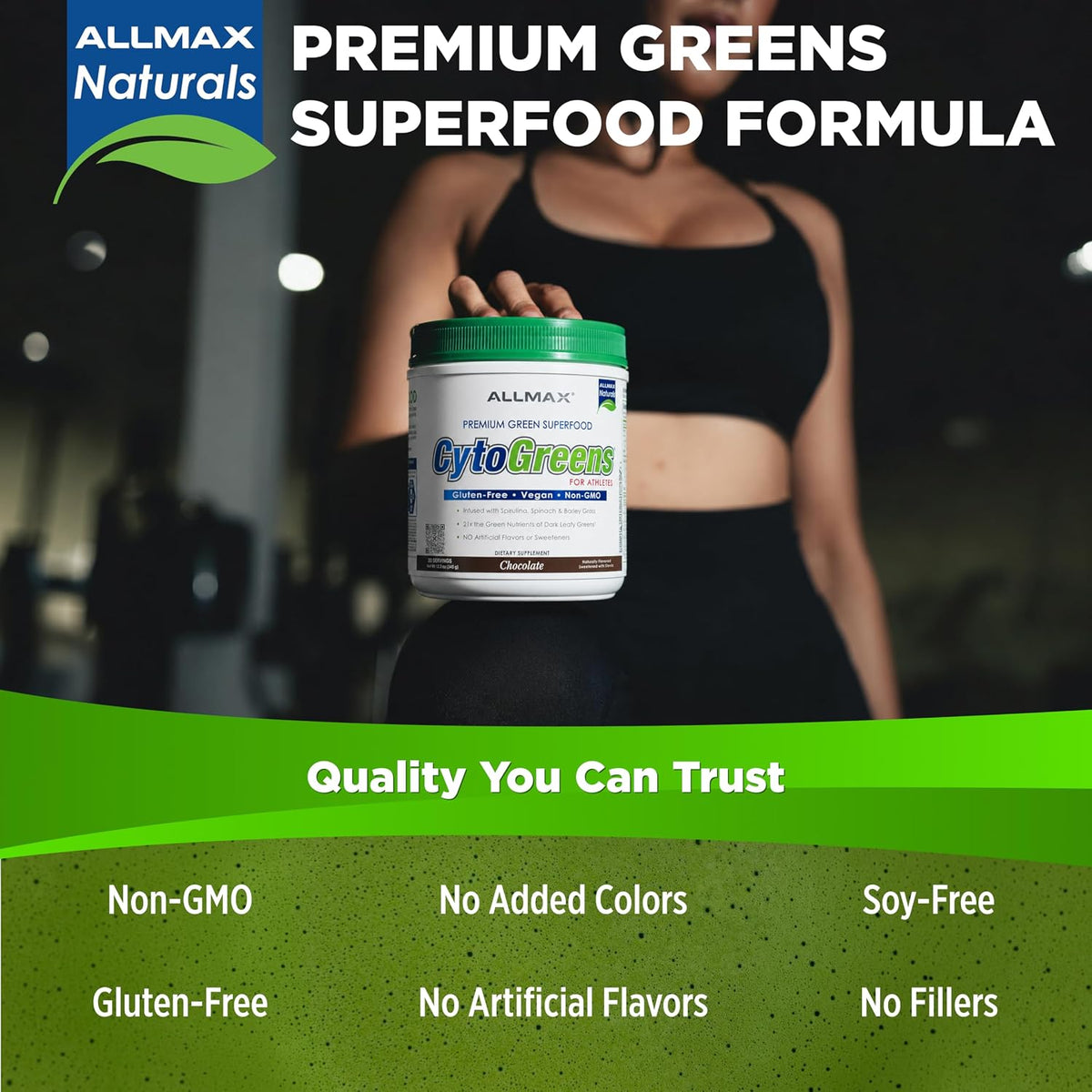 ALLMAX CytoGreens Super Greens Powder, Acai Berry Green Tea, 30 Servings - görsel 7
