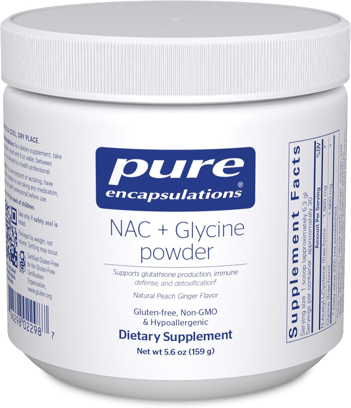Pure Encapsulations NAC + Glycine Powder - Immune Support, Detox Cleanse & Glutathione Production - Conditionally Essential Amino Acids - Gluten-free & Non-GMO - 159 g - görsel 1