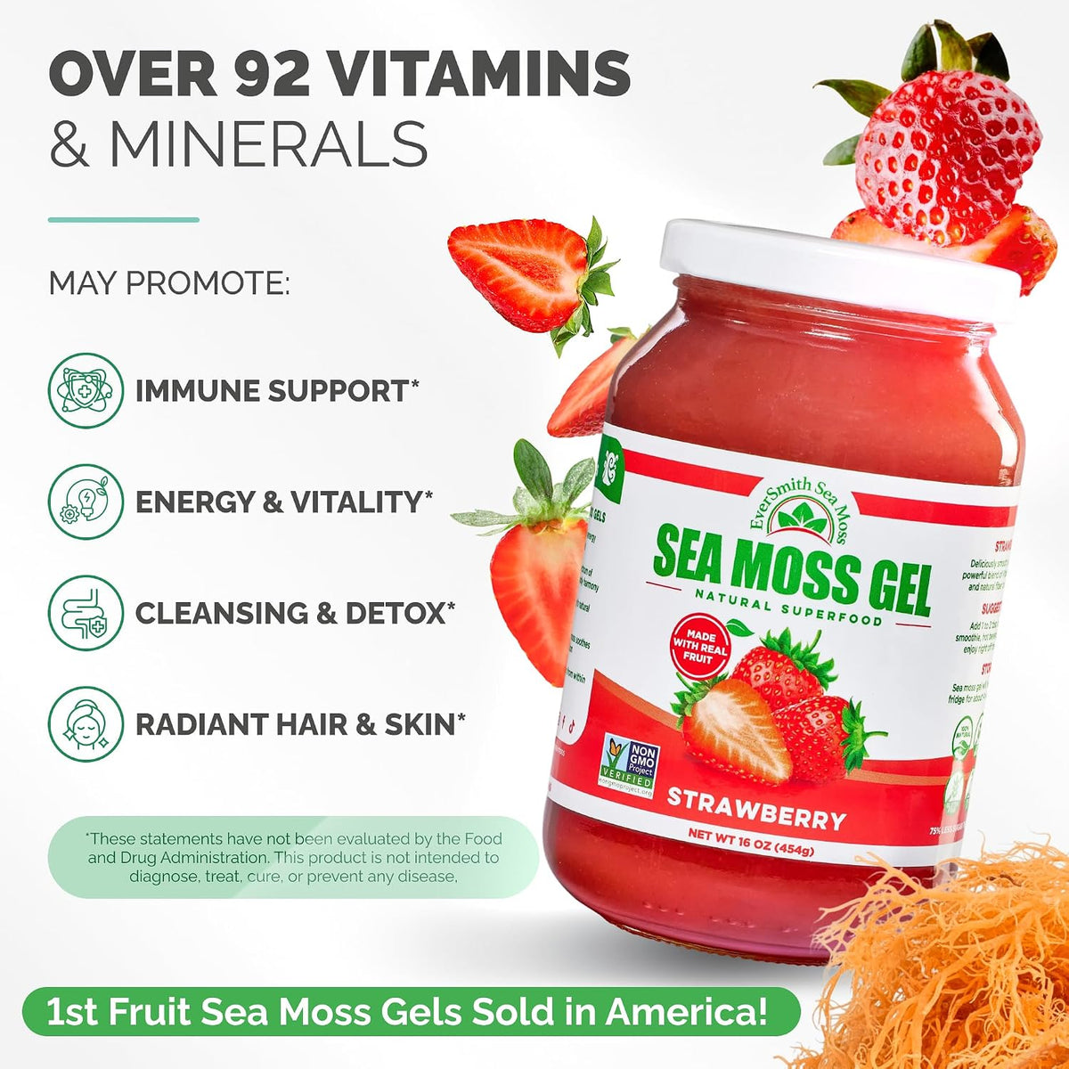 Wildcrafted Irish Sea Moss Gel - Strawberry (1 Jar) - görsel 3