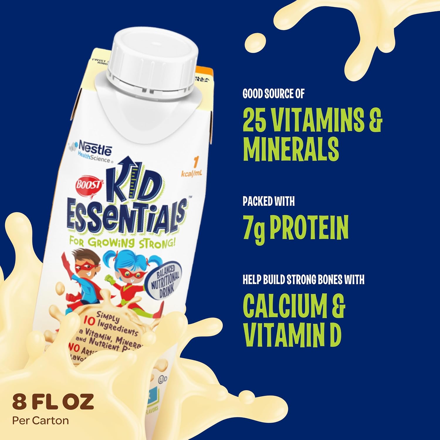BOOST Kid Essentials Balanced Nutritional Drink for Kids, Vanilla Vortex, 237 ml (24 Pack) - görsel 4
