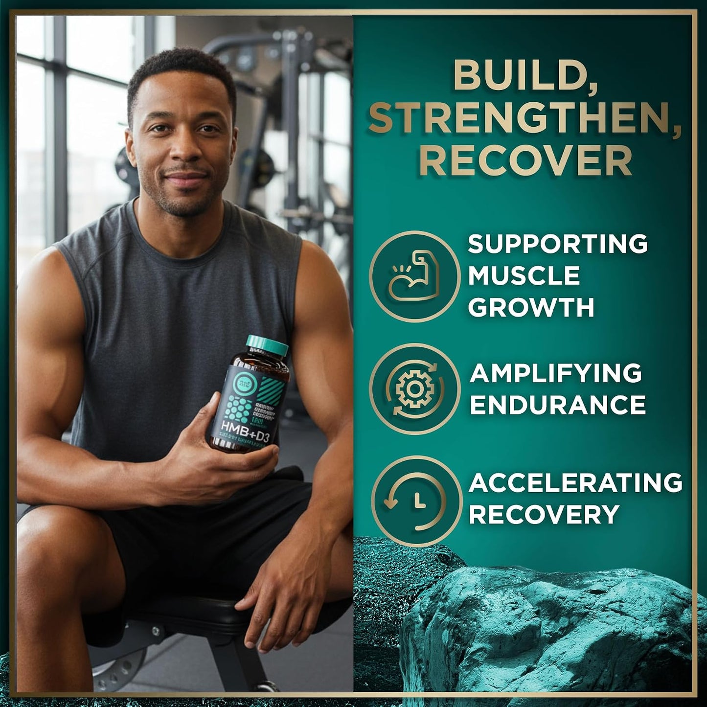 3,000mg HMB Supplement with Vitamin D3 – Muscle Growth, Strength and Rapid Workout Recovery – HMB Supplements for Men and Women – Calcium Beta-Hydroxy Beta-Methylbutyrate – 180 Capsules - görsel 3