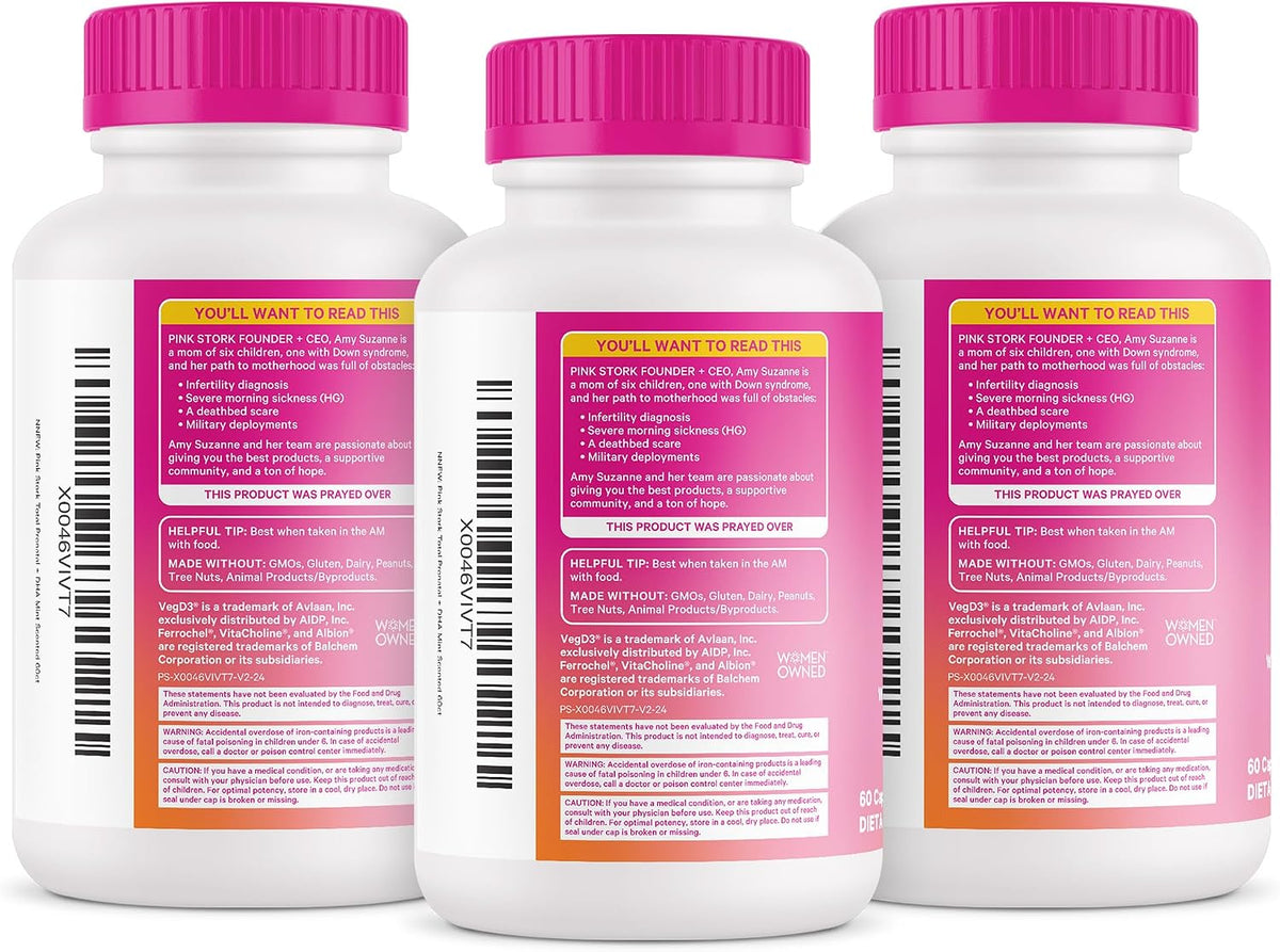 Pink Stork Total Prenatal Vitamins with DHA - Mint, 3 Month Supply - görsel 8